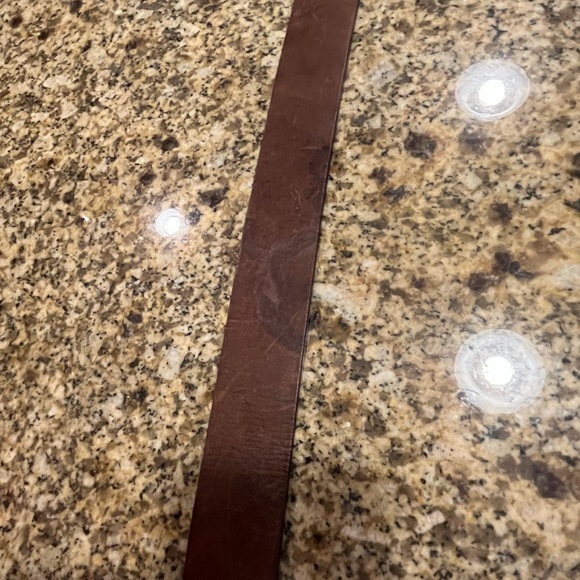 Vintage Distressed Leather Belt Brown Square Buckle 1.5x42” - Picture 5 of 7